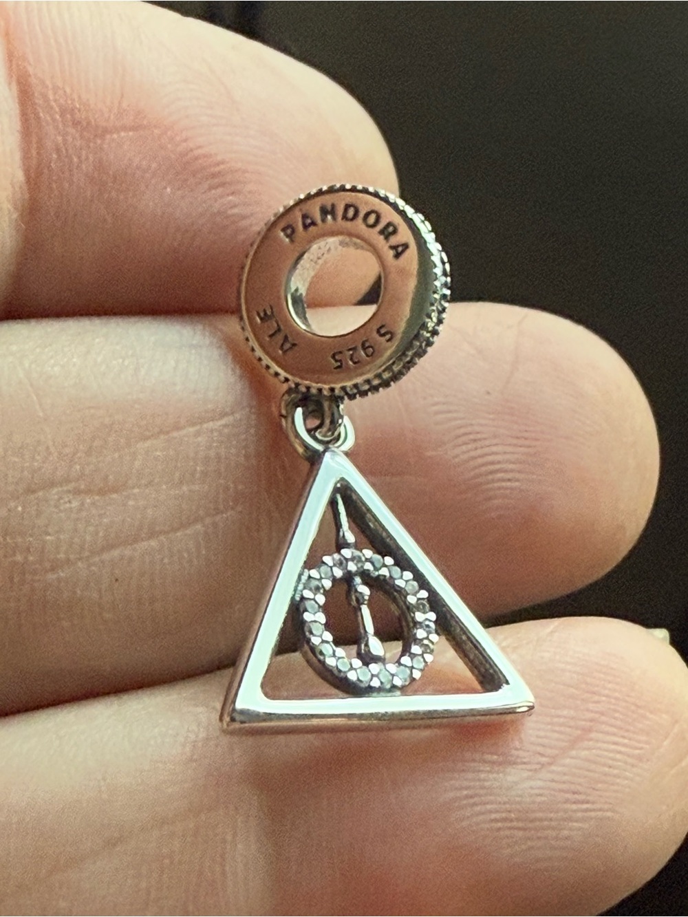 Pandora Silver Triangle Dangle Charm with Circular Accent